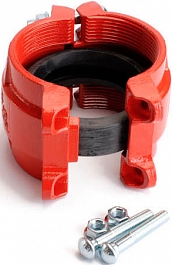 Конструкция муфты грувлочной гибкой для ПЭВП, ПЭНД, ПНД труб Lede HDPE-110